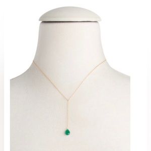 Gold plated green onyx Y necklace